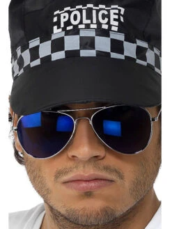 Lunettes Style Aviator Bleu Et Argent