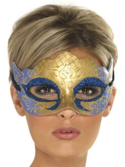 Masque Loup Vénitien Or Et Bleu
