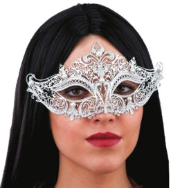 Loup Métal Ajouré Argent Et Strass