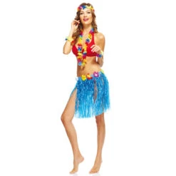 Jupe Hawaienne Courte Bleu